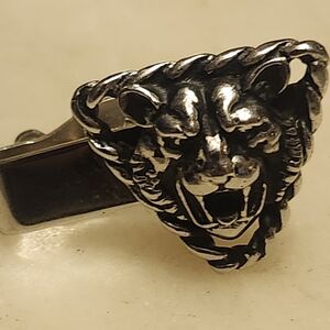Hickok USA Vintage Silver Plated Lions Head Tie Clip